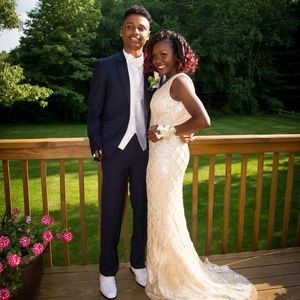 Gold, Jeweled Prom Dress